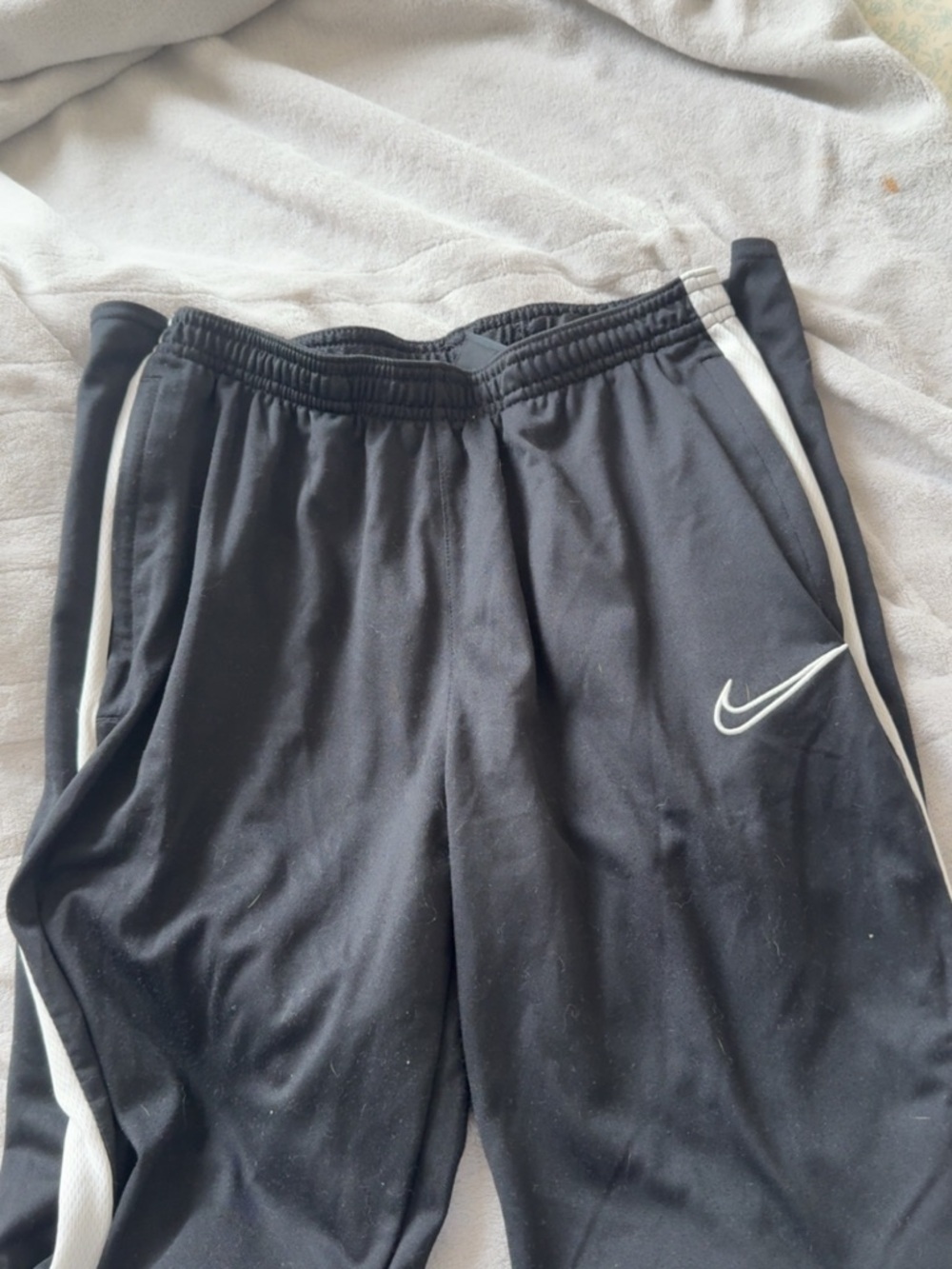 Nike women’s Black Athletic Track Pants with White Swoosh
